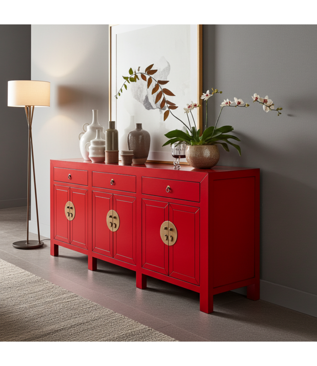 Credenza Cinese Lucky Rosso - Orientique Collezione L190xP40xA85cm