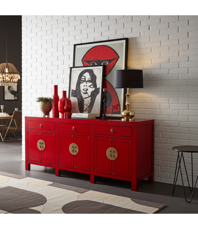 Chinesisches Sideboard Lucky Rot - Orientique Kollektion B190xT40xH85cm