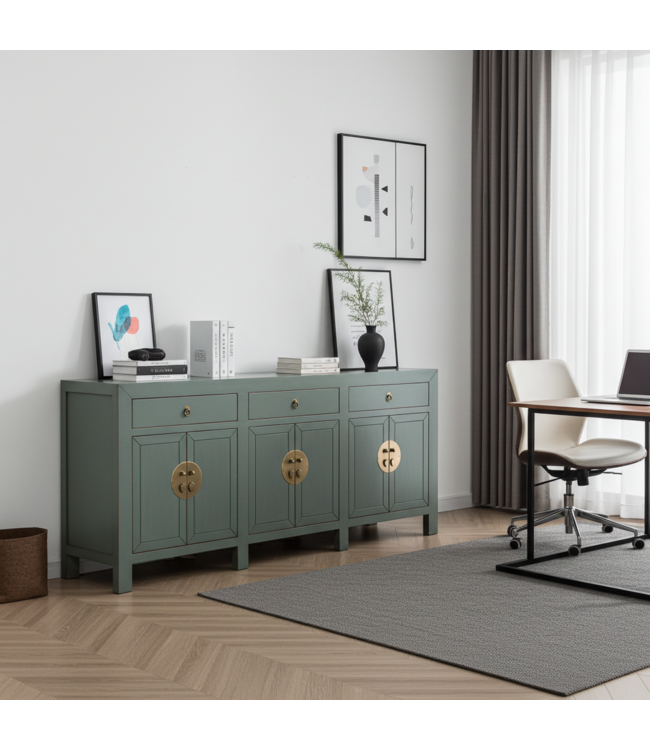 Buffet Chinois Gris Olive - Orientique Collection L190xP40xH85cm