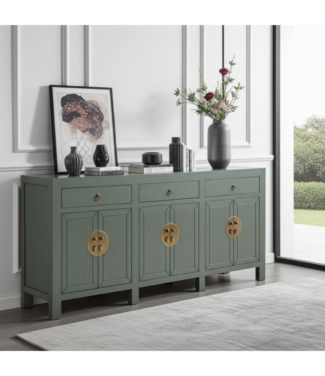 Buffet Chinois Gris Olive - Orientique Collection L190xP40xH85cm