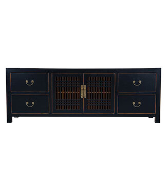 Fine Asianliving Chinese TV Cabinet Onyx Black - Orientique Collection W180xD38xH65cm