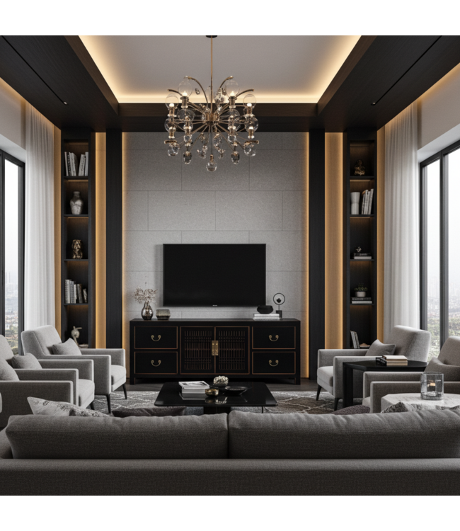 Mueble TV Chino Ónix Negro - Orientique Colección An180xP38xAl65cm