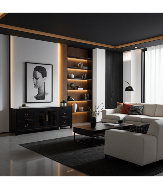 Mueble TV Chino Ónix Negro - Orientique Colección An180xP38xAl65cm