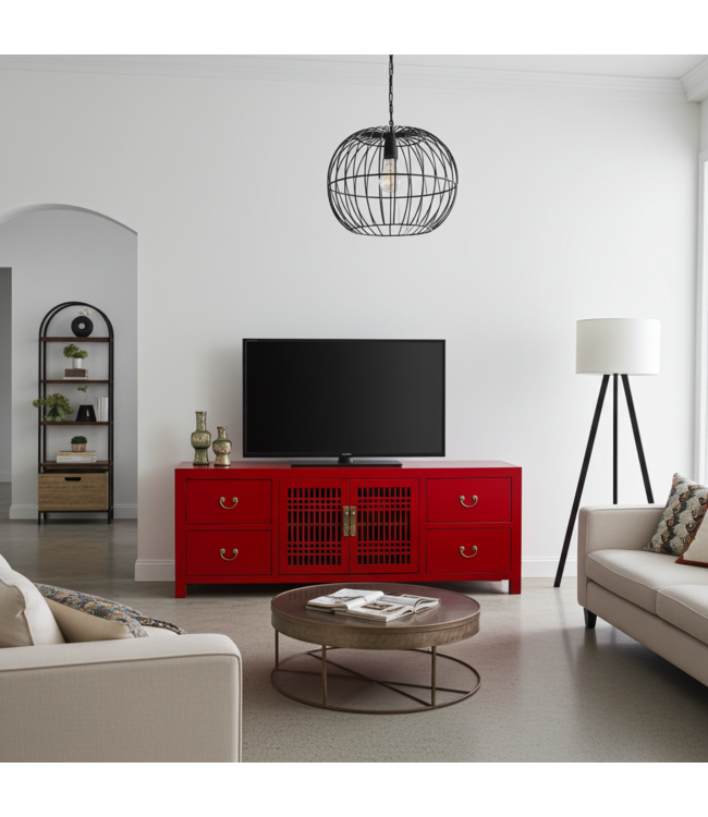 Mobile TV Cinese Lucky Rosso - Orientique Collezione L180xP38xA65cm