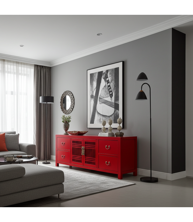 Chinese TV Kast Rood Lucky Red - Orientique Collectie B180xD38xH65cm