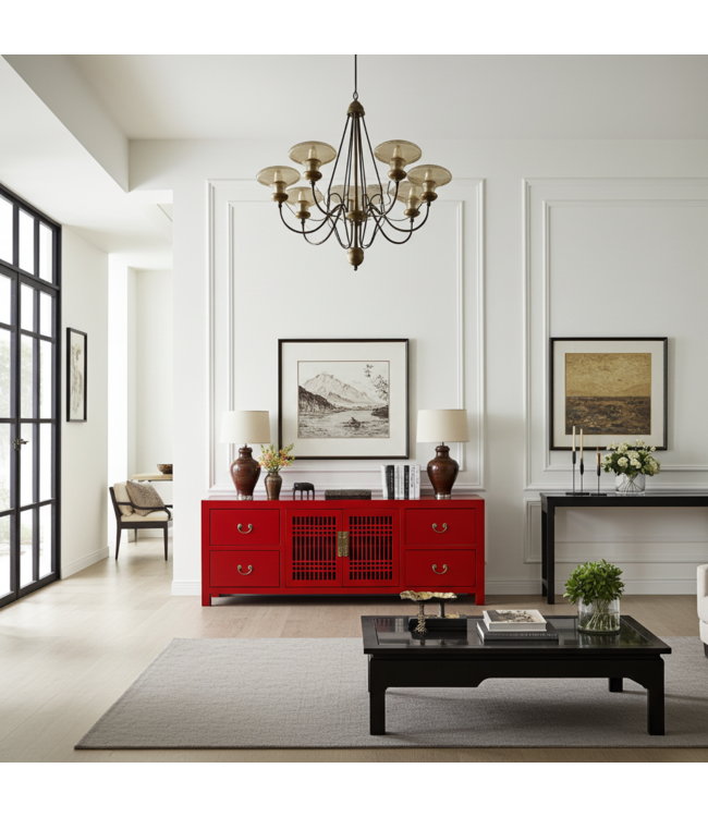 Chinese TV Kast Rood Lucky Red - Orientique Collectie B180xD38xH65cm