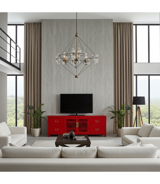 Chinese TV Kast Rood Lucky Red - Orientique Collectie B180xD38xH65cm