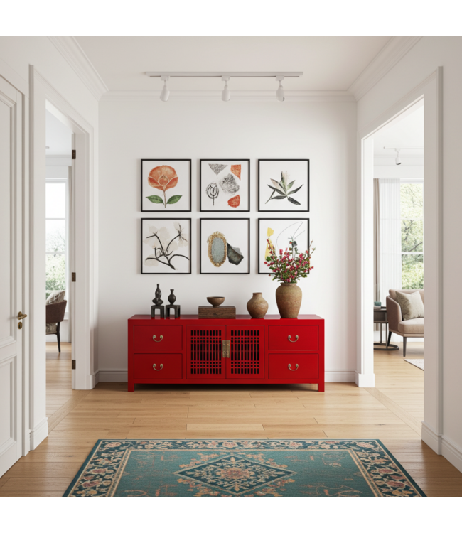 Mobile TV Cinese Lucky Rosso - Orientique Collezione L180xP38xA65cm