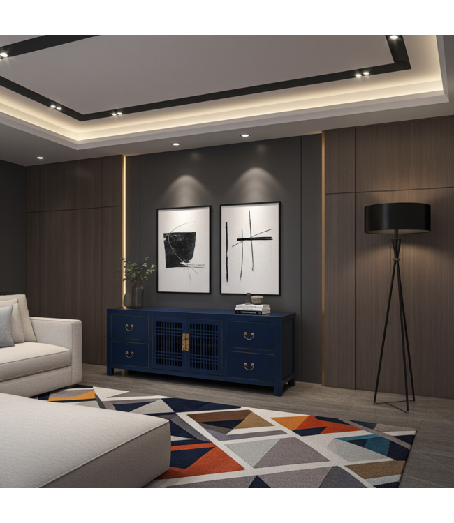 Mueble TV Chino Azul Noche - Orientique Colección An180xP38xAl65cm