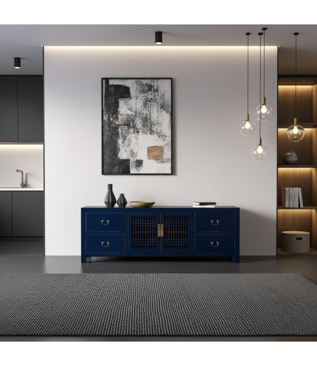Chinese TV Kast Blauw Midnight Blue - Orientique Collectie B180xD38xH65cm