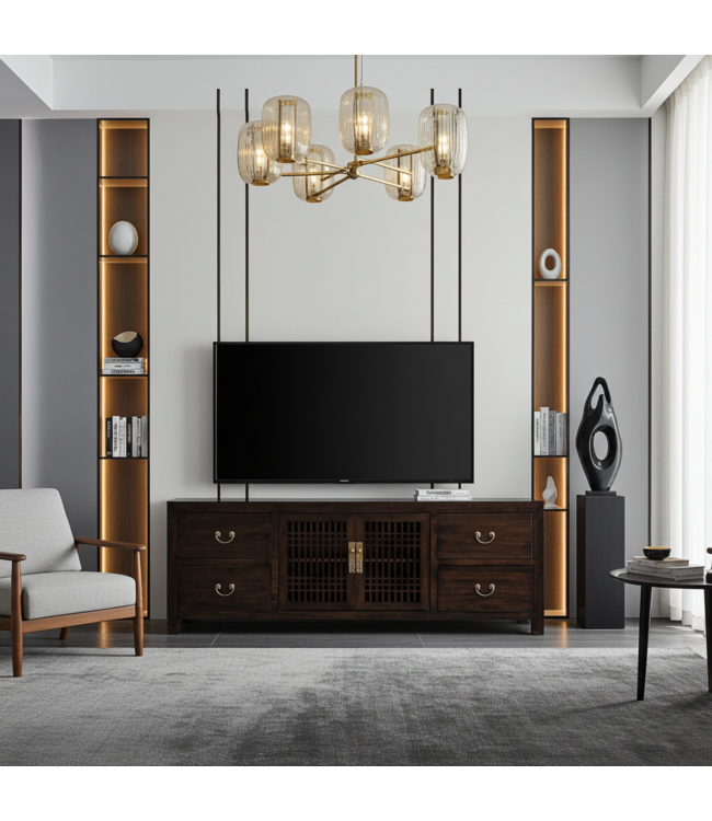 Chinese TV Cabinet Earthy Brown - Orientique Collection W180xD38xH65cm