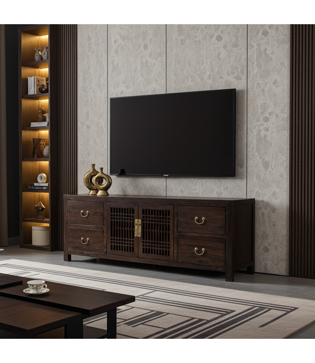 Mobile TV Cinese Earthy Maronne - Orientique Collezione L180xP38xA65cm