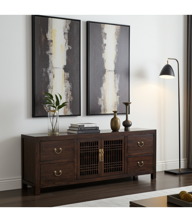 Mobile TV Cinese Earthy Maronne - Orientique Collezione L180xP38xA65cm