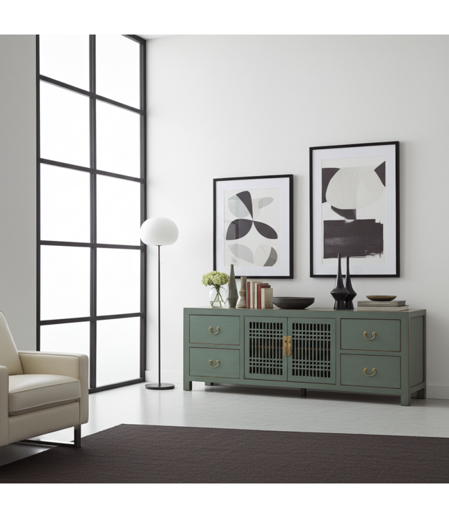 Chinese TV Kast Grijs Olive Grey - Orientique Collectie B180xD38xH65cm