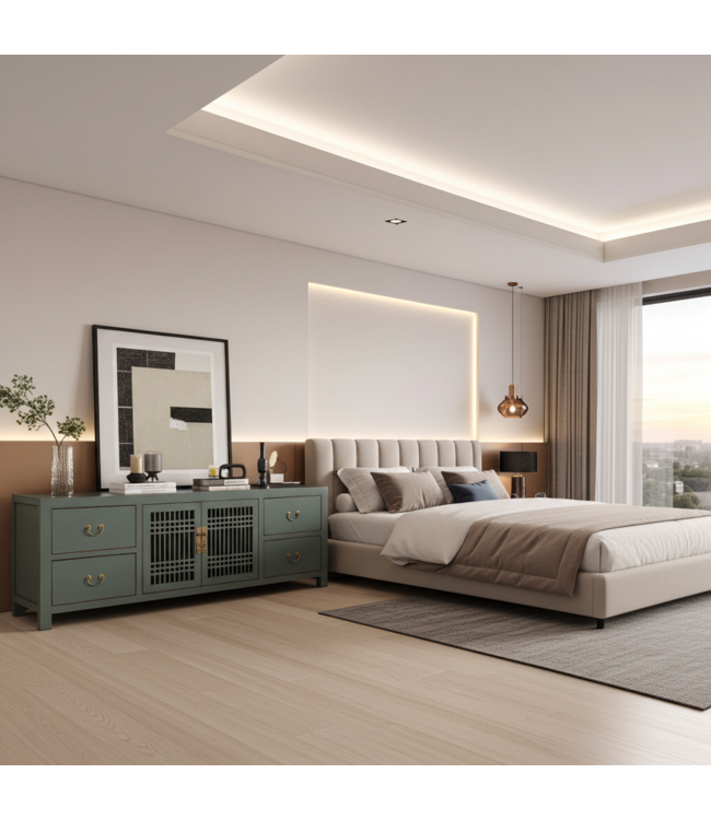 Mueble TV Chino Gris Oliva - Orientique Colección An180xP38xAl65cm