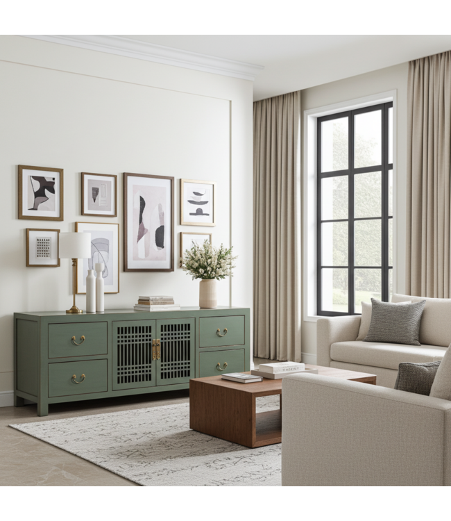 Mueble TV Chino Gris Oliva - Orientique Colección An180xP38xAl65cm