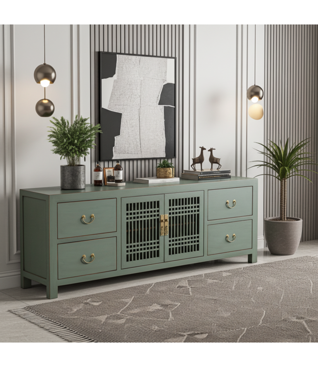 Mueble TV Chino Gris Oliva - Orientique Colección An180xP38xAl65cm