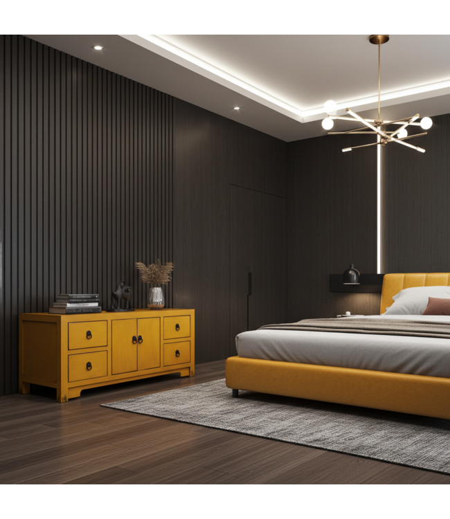 Chinesisches TV Lowboard Marigold Gelbe - Orientique Kollektion B106xT45xH46cm