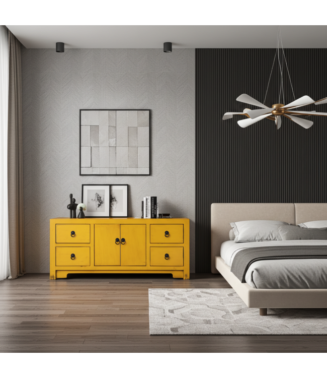 Chinese TV Kast Geel Marigold Yellow - Orientique Collection B106xD45xH46cm