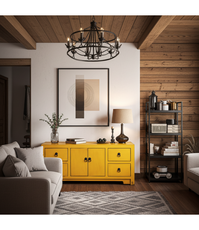 Chinese TV Cabinet Marigold Yellow - Orientique Collection W106xD45xH46cm