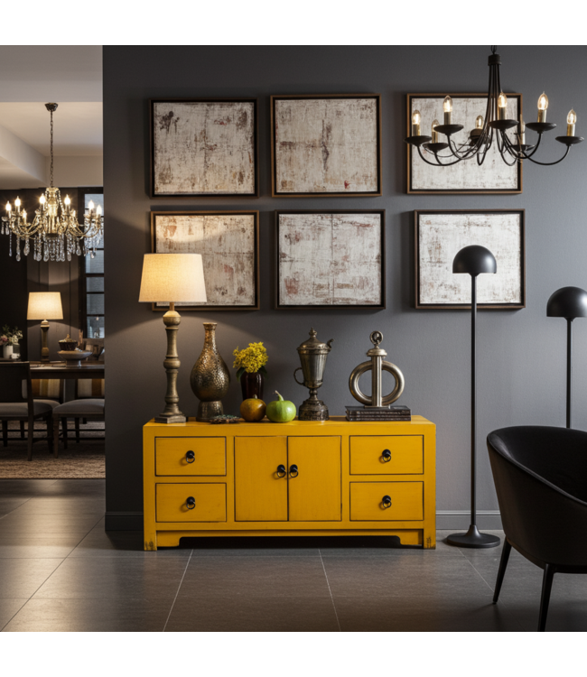 Mobile TV Cinese Giallo Marigold - Orientique Collezione L106xP45xA46cm