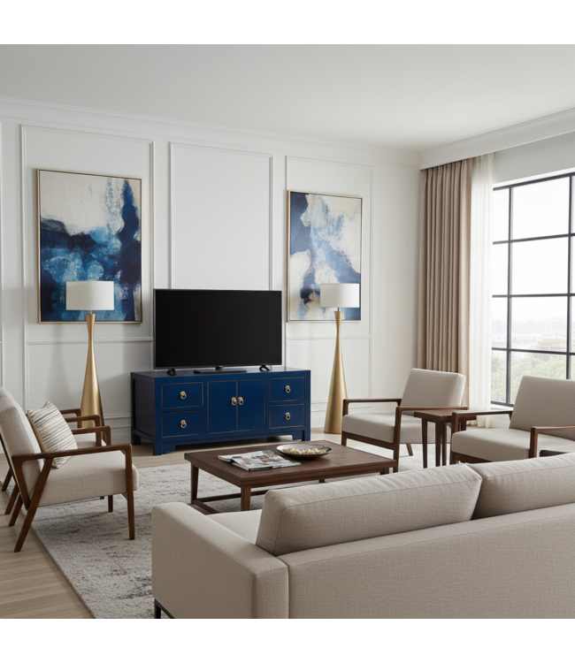 Mueble TV Chino Azul Noche - Orientique Colección An106xP45xAl46cm