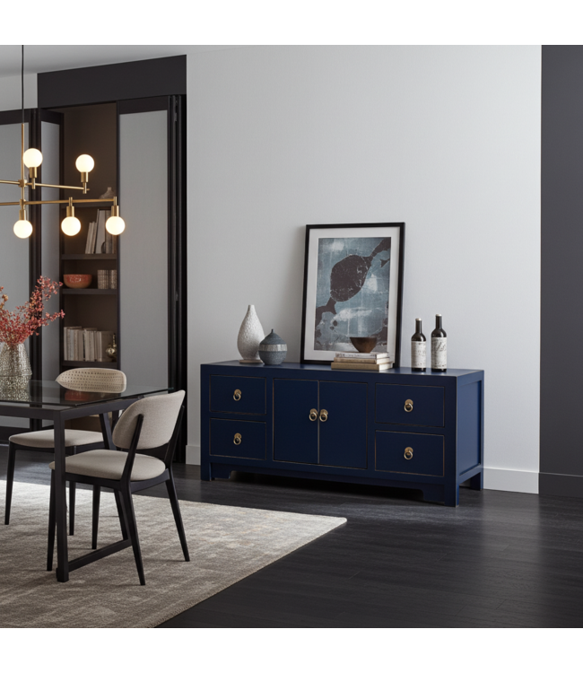 Chinese TV Kast Blauw Midnight Blue - Orientique Collectie B106xD45xH46cm