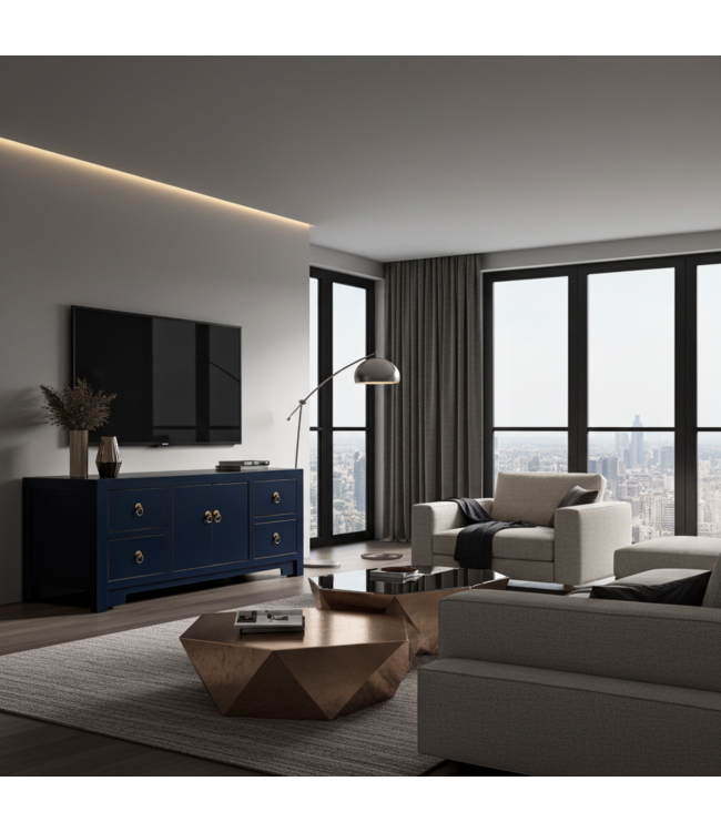 Mueble TV Chino Azul Noche - Orientique Colección An106xP45xAl46cm