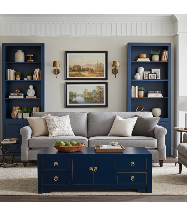 Chinese TV Kast Blauw Midnight Blue - Orientique Collectie B106xD45xH46cm