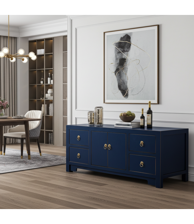Chinese TV Kast Blauw Midnight Blue - Orientique Collectie B106xD45xH46cm
