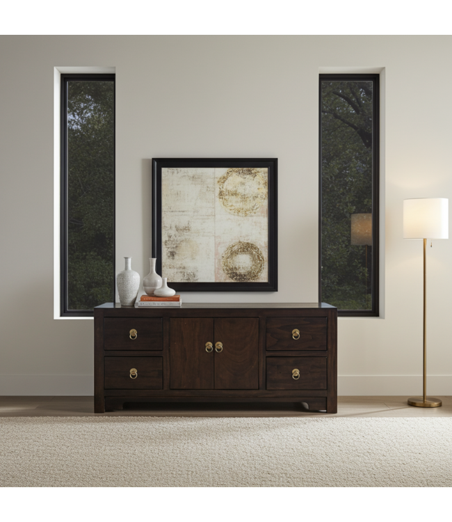 Chinese TV Cabinet Earthy Brown - Orientique Collection W106xD45xH46cm