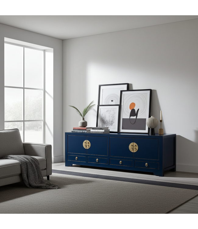 Chinese TV Cabinet Midnight Blue - Orientique Collection W130xD40xH45cm