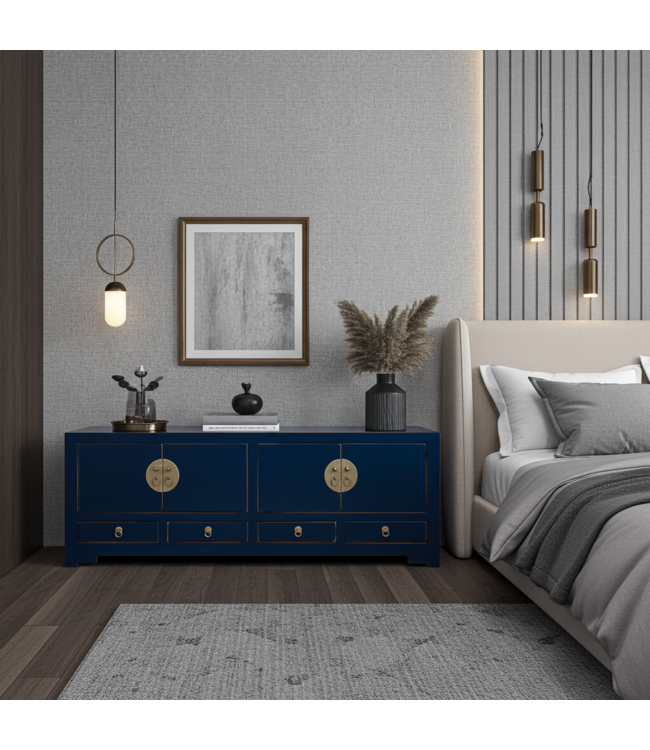 Chinese TV Kast Blauw Midnight Blue - Orientique Collection B130xD40xH45cm