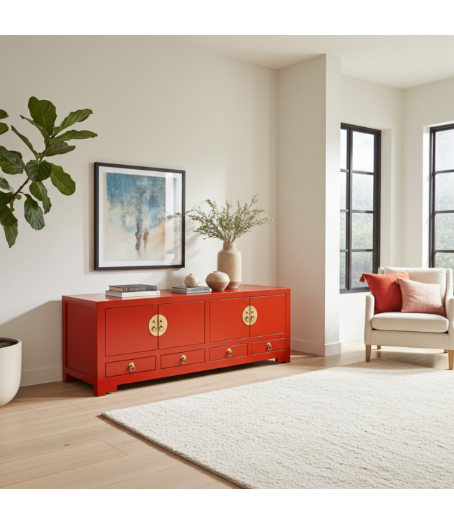 Mobile TV Cinese Lucky Rosso - Orientique Collezione L130xP40xA45cm