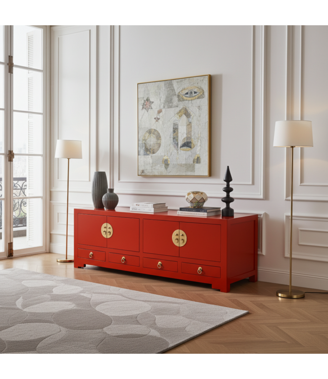 Mobile TV Cinese Lucky Rosso - Orientique Collezione L130xP40xA45cm