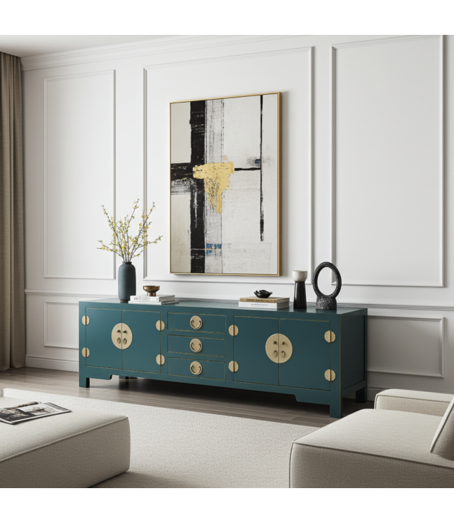 Mueble TV Chino Verde Azulado - Orientique Colección An175xP47xAl54cm