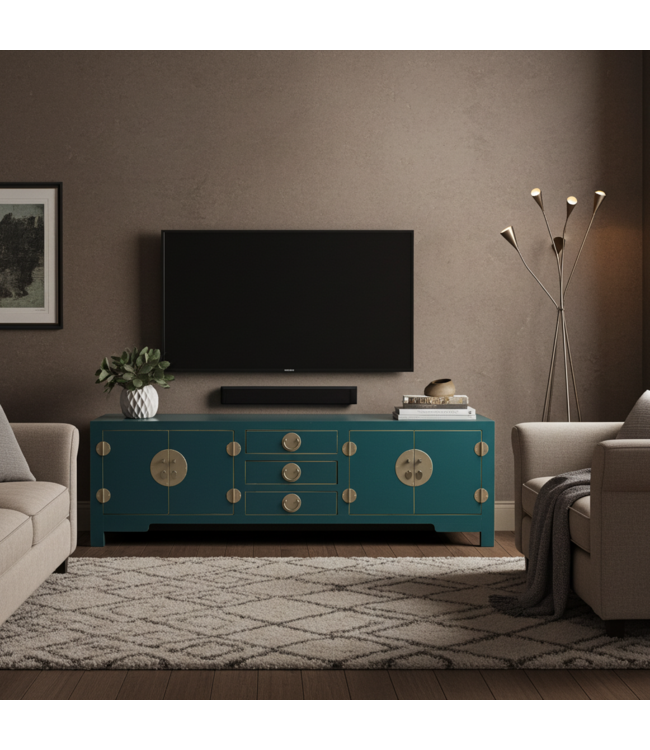 Chinesisches TV Lowboard Blaugrün - Orientique Kollektion B175xT47xH54cm