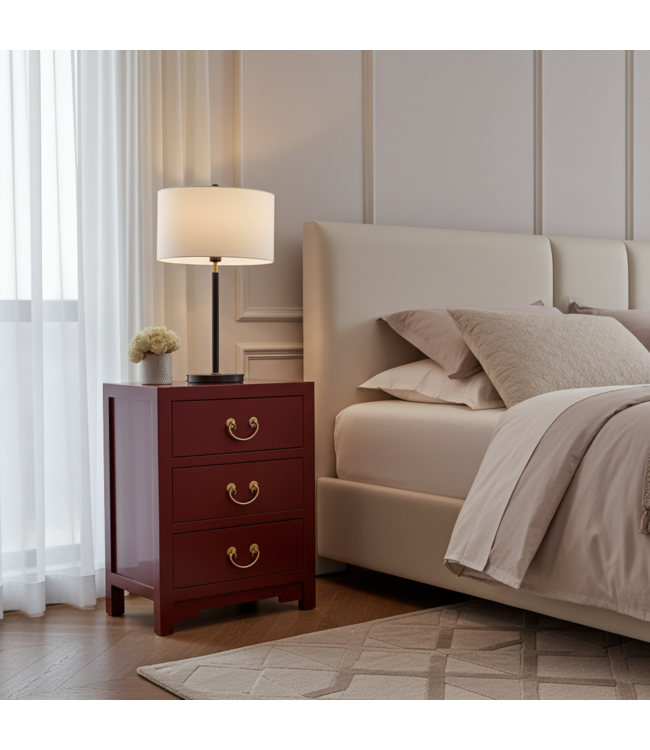 Chinese Bedside Table Red Scarlet Rouge - Orientique Collection W45xD30xH60cm