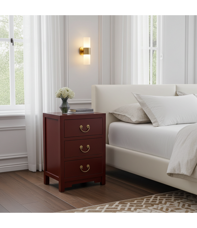 Table de Chevet Chinoise Scarlet Rouge - Orientique Collection L45xP30xH60cm