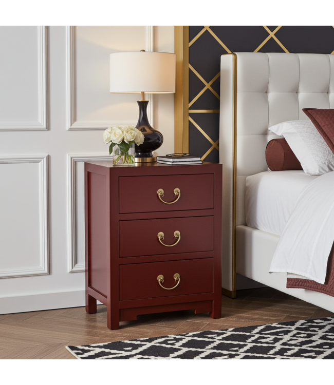 Chinese Bedside Table Red Scarlet Rouge - Orientique Collection W45xD30xH60cm