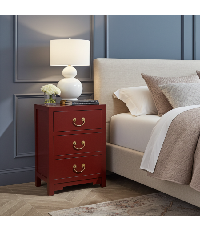 Chinese Bedside Table Red Scarlet Rouge - Orientique Collection W45xD30xH60cm