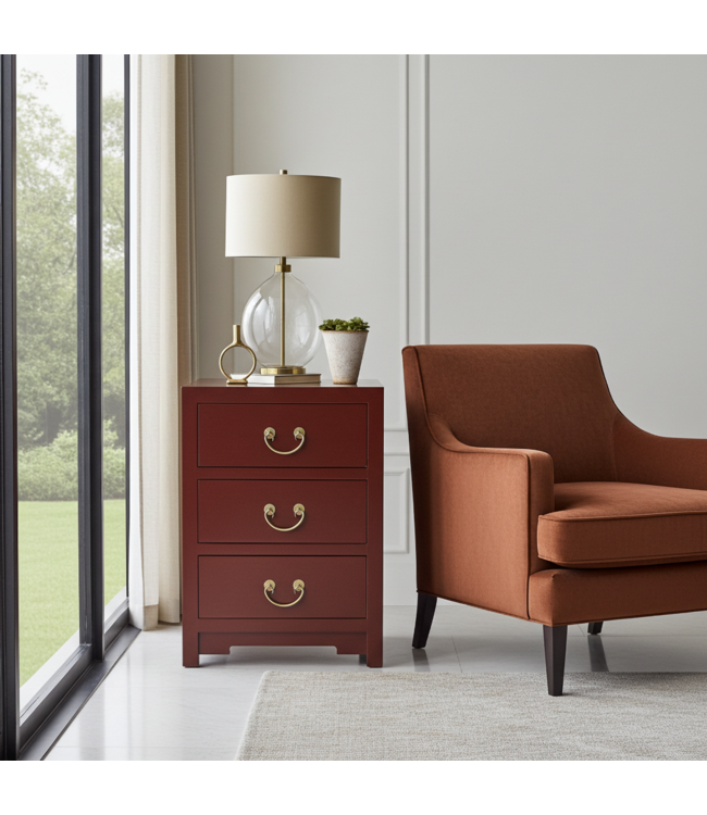 Chinesischer Nachttisch Scarlet Rot - Orientique Kollektion B45xT30xH60cm