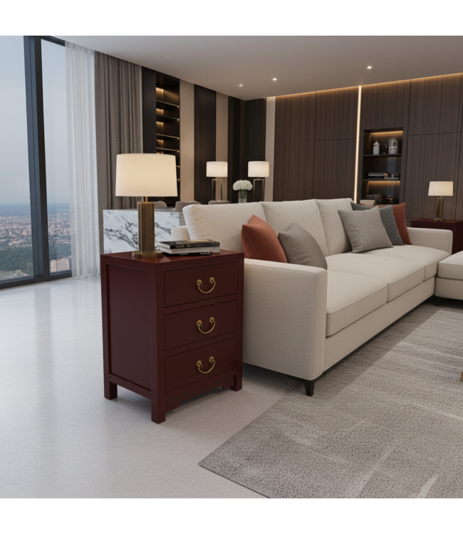 Comodino Cinese Scarlet Rosso - Orientique Collezione L45xP30xA60cm