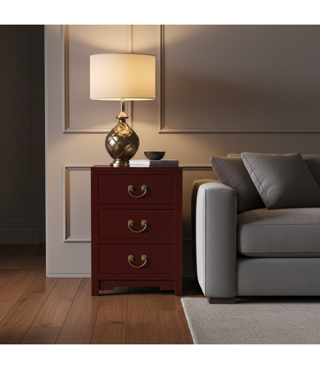 Table de Chevet Chinoise Scarlet Rouge - Orientique Collection L45xP30xH60cm