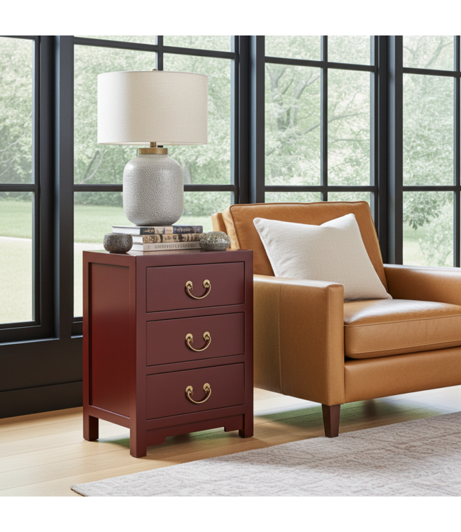 Chinese Bedside Table Red Scarlet Rouge - Orientique Collection W45xD30xH60cm