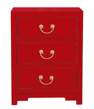 Fine Asianliving Comodino Cinese Lucky Rosso - Orientique Collezione L45xP30xA60cm