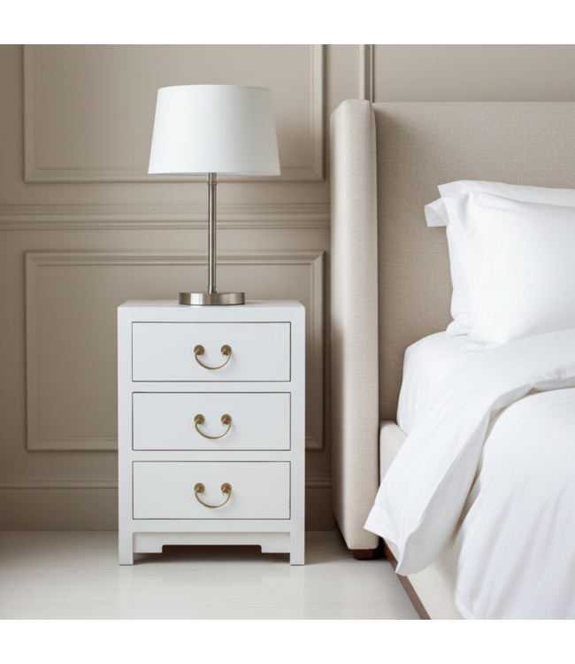 Chinese Bedside Table Snow White - Orientique Collection W45xD30xH60cm