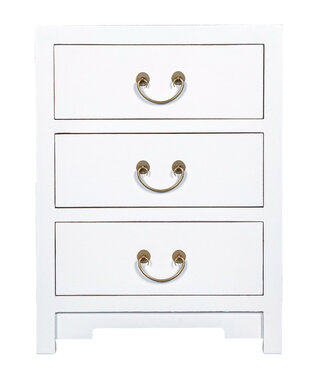 Fine Asianliving Chinesischer Nachttisch Nachtschrank Schneeweiß - Orientique Kollektion B45xT30xH60cm