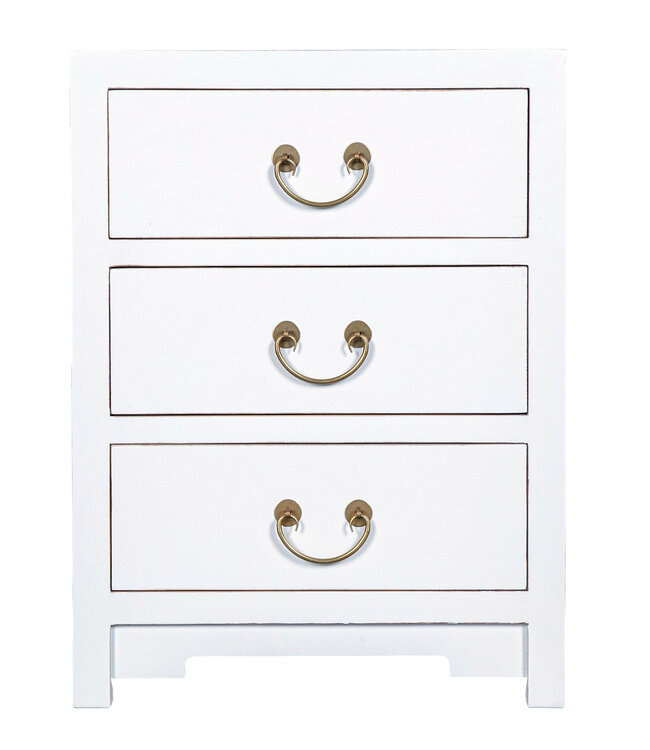 Chinesischer Nachttisch Nachtschrank Schneeweiß - Orientique Kollektion B45xT30xH60cm