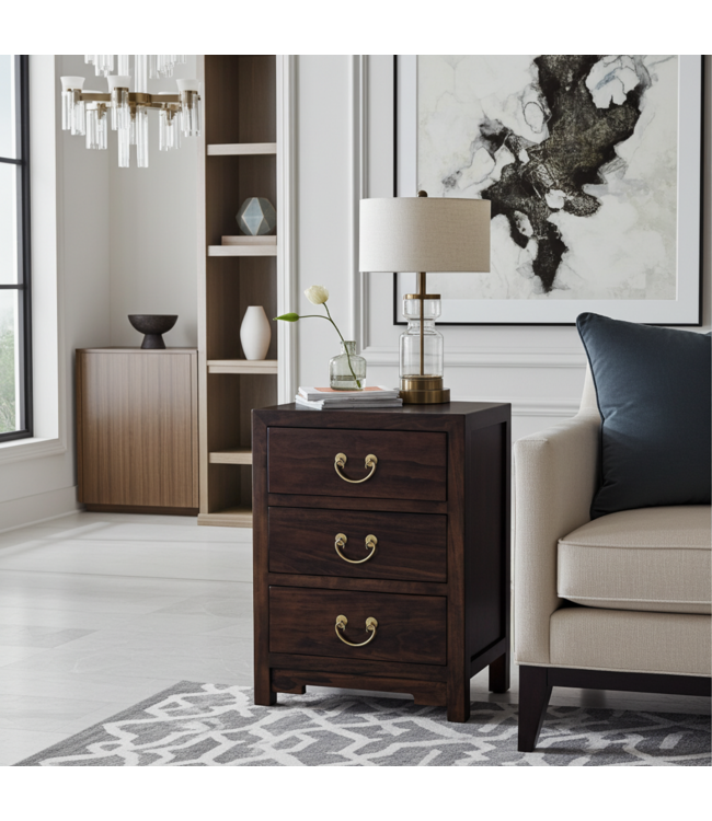 Mesita de Noche China Earthy Marrón - Orientique Colección An45xP30xAl60cm